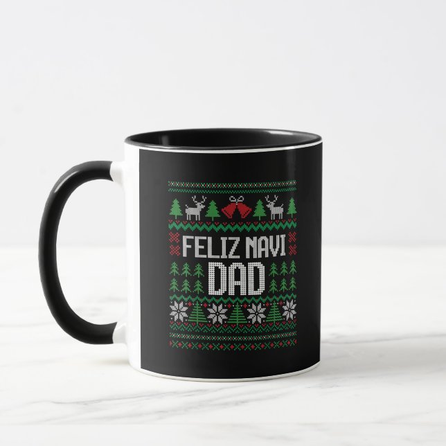 Caneca Feliz Natal Papai Suéter Engraçado Feio Natal (Esquerda)