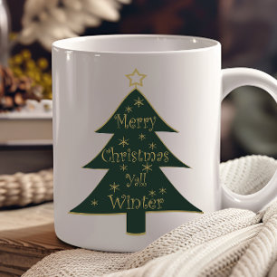 Caneca Feliz Natal para vocês árvore de pinheiro decorada