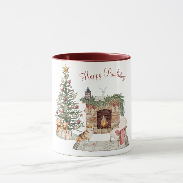 Caneca Feliz Natal Patinhas - Corgi (Centro)