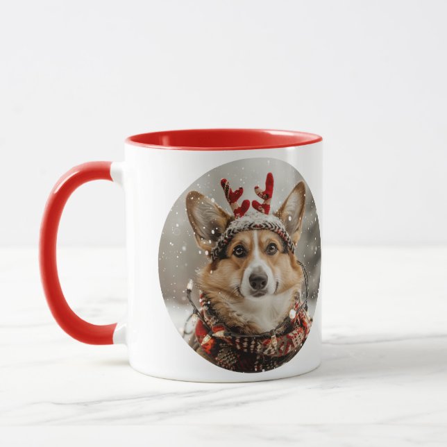 Caneca Feliz Natal Pembroke Welsh Corgi (Esquerda)