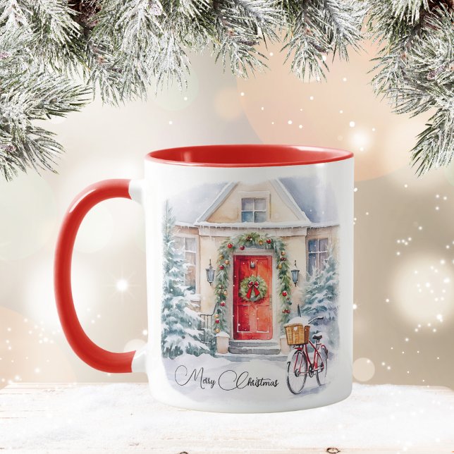 Caneca Feliz Natal Red Snowy Café (Criador carregado)
