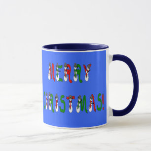 Caneca Feliz Natal Snowman Font Mug
