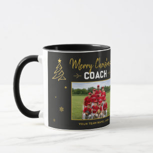 Caneca Feliz Natal Treinador Foto Personalizada da Equipe