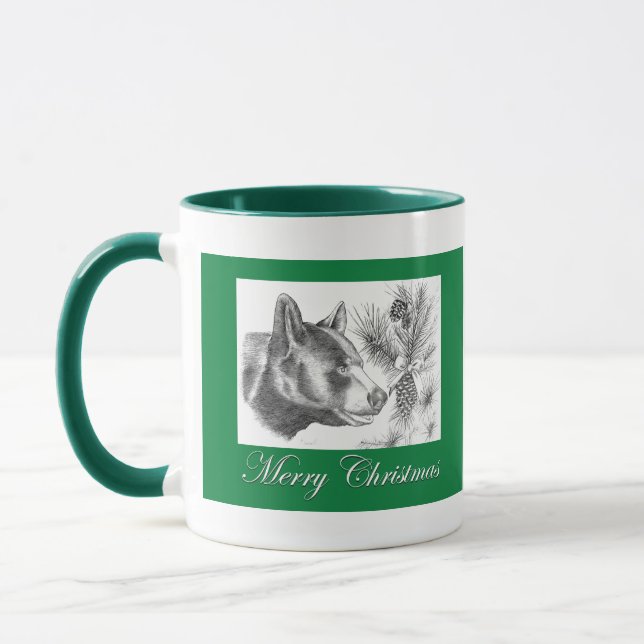 Caneca Feliz Natal Urso Preto (Esquerda)