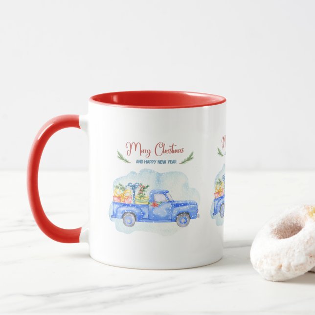 Caneca Feliz Natal Vintage Pegar Caminhão (Com Donut)