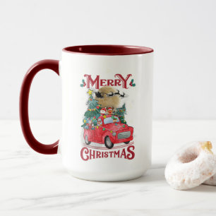 Caneca Feliz Natal Vintage Red Papais noeis Caminhão