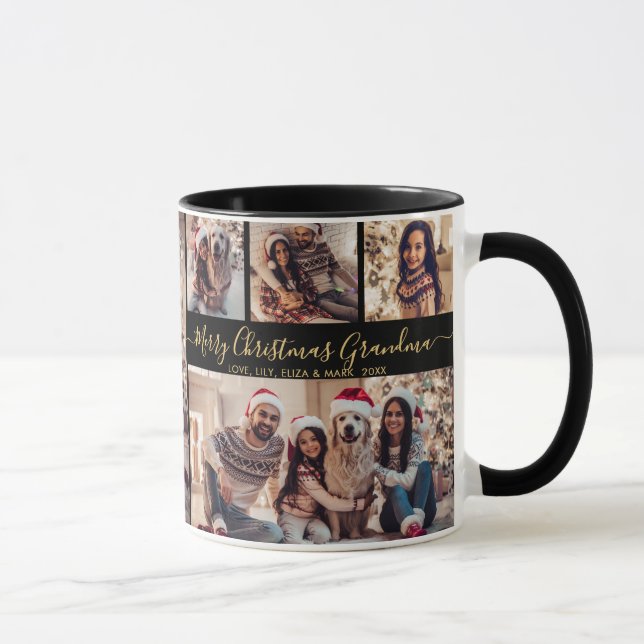 Caneca Feliz Natal Vovó Família 5 Fotografia Colagem (Direita)