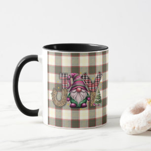 Caneca Feliz Natal Xadrez Nórdica Gnomo Girly