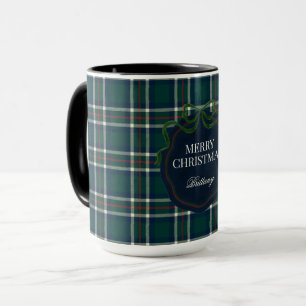 Caneca Feliz Natal Xadrez Tártan Clássico Préppy