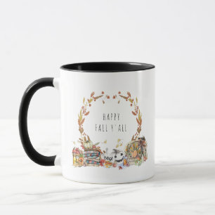 Caneca Feliz outono Y   Ilustrações Rustic Watercolor