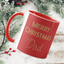 Caneca Feliz Pai De Natal Vermelho E Dourado Script