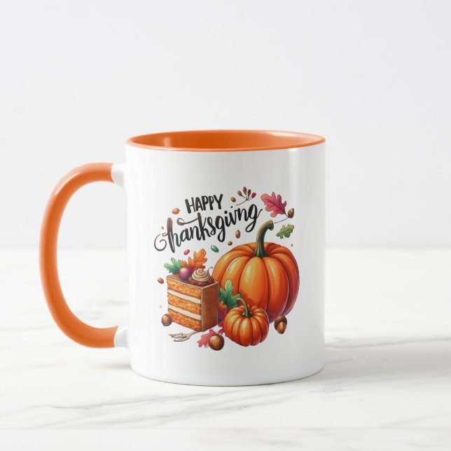 Caneca Feliz Palavra de Ação de Graças Pumpkin Mug (Esquerda)