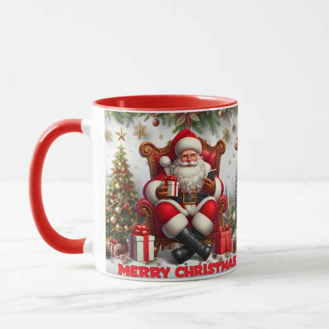 Caneca Feliz Papai noel de Natal Clássico Mug (Esquerda)