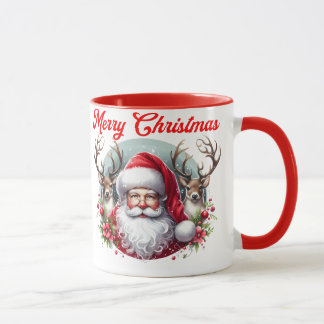 Caneca Feliz Papai noel de Natal com Reindeer