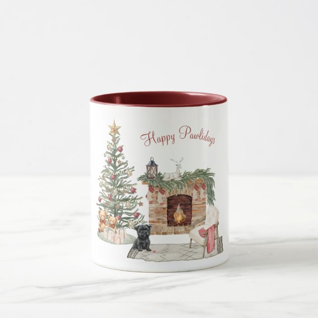Caneca Feliz Pawlidays Design de Cachorro - Affenpinscher (Centro)