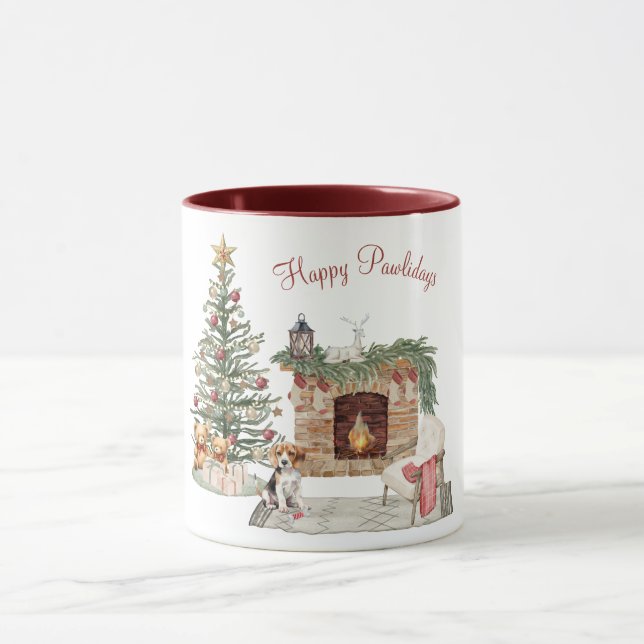 Caneca Feliz Pawlidays Design de Cachorro - Beagle (Centro)