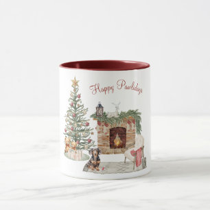 Caneca Feliz Pawlidays Design de Cachorro - Dachshund