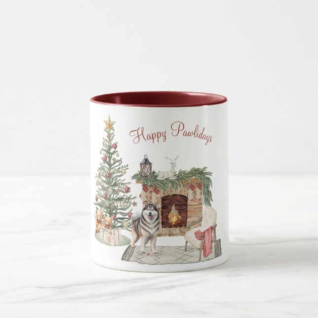 Caneca Feliz Pawlidays Design de Cachorro - Malamute do A (Centro)