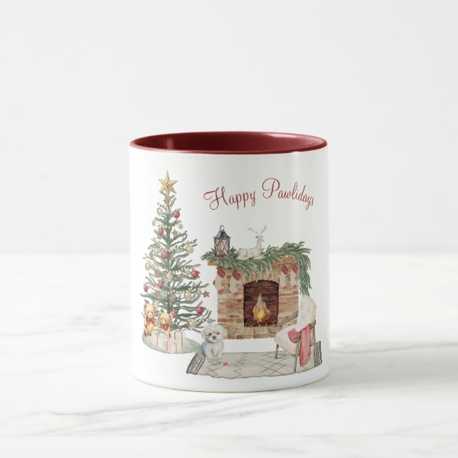 Caneca Feliz Pawlidays Design de Cachorro - Maltês (Centro)