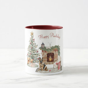 Caneca Feliz Pawlidays Design de Cachorro - Pastor Alemão