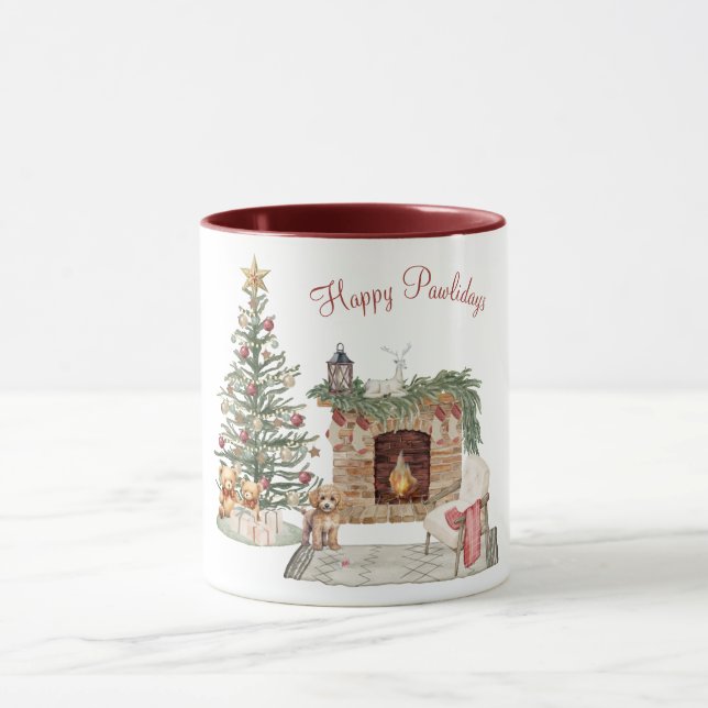 Caneca Feliz Pawlidays Design de Cachorro - Poodle (Centro)