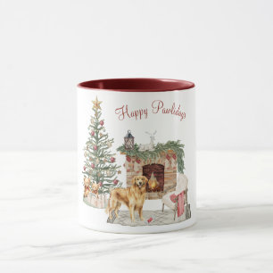 Caneca Feliz Pawlidays Design de Cachorro - Retriever Dou