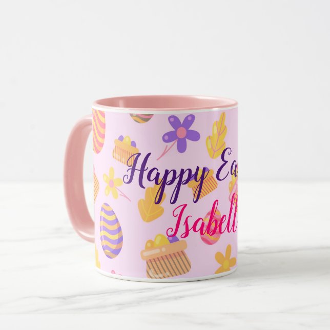 Caneca Feliz personalização da Páscoa roxa (Frente Esquerda)