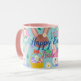 Caneca Feliz personalização de coelhos Páscoas bonitos