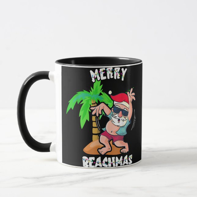 Caneca Feliz Praia Natal Em Julho Papais noeis Engraçados (Esquerda)