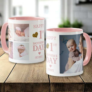 Caneca Feliz Primeiro Dia das Mães Mamãe 5 Fotos
