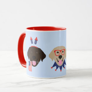 Caneca Feliz Quarto De Julho Cachorros De Retriever Labra