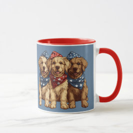 Caneca Feliz Quarto De Julho Cachorros De Retriever Ouros
