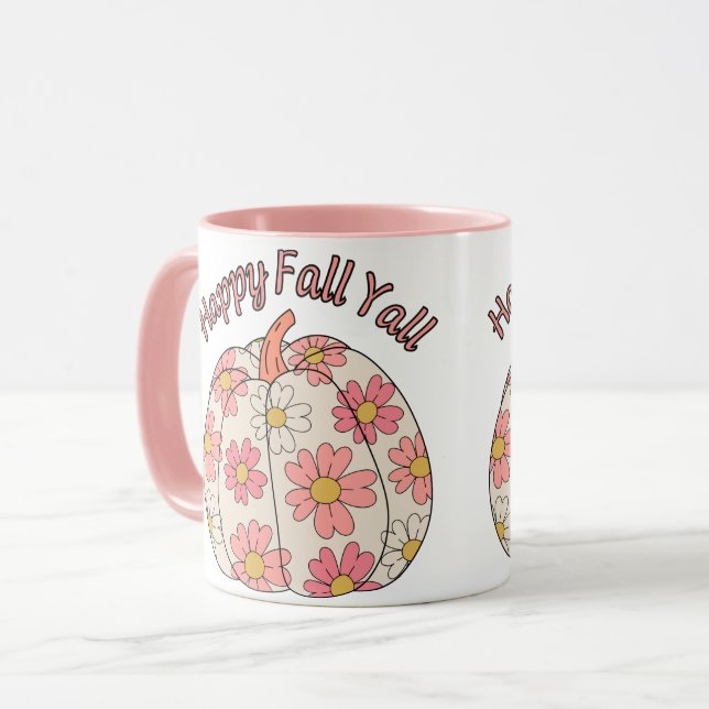 Caneca Feliz Queda Y: Bolinhos e Folhas de outono Loucos (Frente Esquerda)