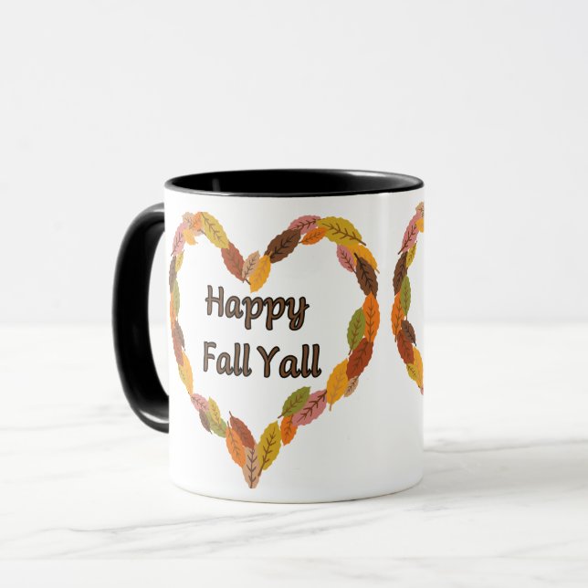 Caneca Feliz Queda Y: Bolinhos e Folhas de outono Loucos (Frente Esquerda)