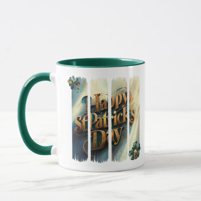 Caneca Feliz Rua. Dia de Patrick Vertical BrushAVC Mug (Esquerda)