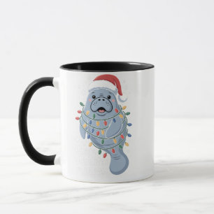 Caneca Feliz Temporada de Peixes-Boi Engraçado Mamífero P