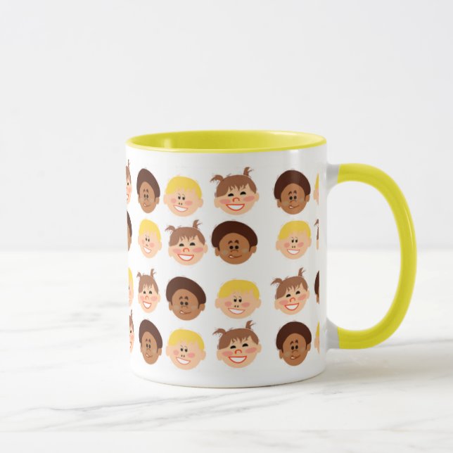 Caneca Felizes Crianças Vintage Fofo Estilo Retro (Direita)