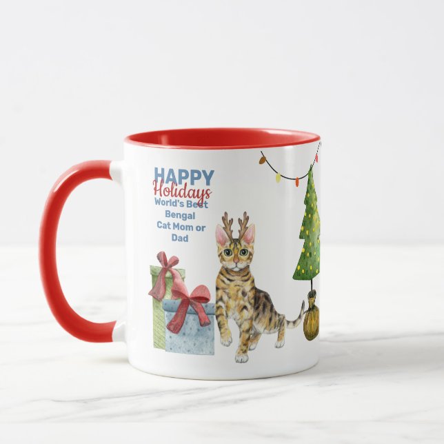 Caneca Felizes Feriados BENGAL Cat Mãe ou Natal PAI (Esquerda)