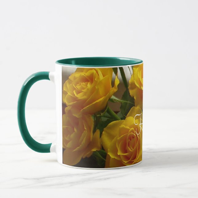 Caneca Felz pascoa Amarelo Rosa Mug - Personalizável (Esquerda)