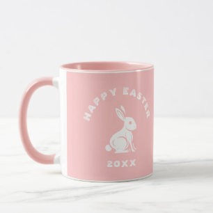 Caneca Felz pascoa Branco Rosa legal Coelho Coelho