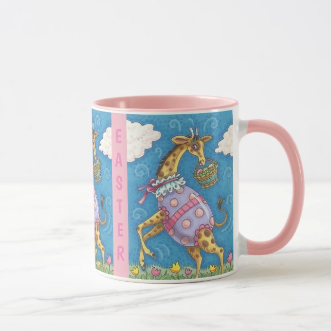 Caneca FELZ PASCOA GIRAFFE E TULIPS HOLIDAMUG Rosa (Direita)
