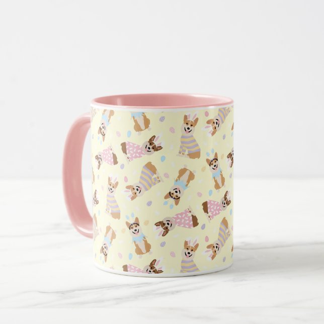 Caneca Felz pascoa Pembroke Welsh Corgi (Frente Esquerda)
