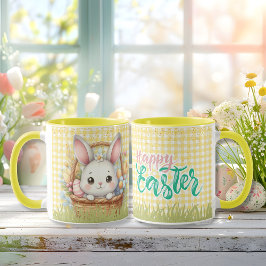 Caneca Felz pascoa vibrante em fundo amarelo