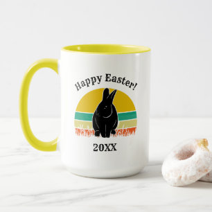 Caneca Felz pascoa Vintage Sunset Bunny Silhouette