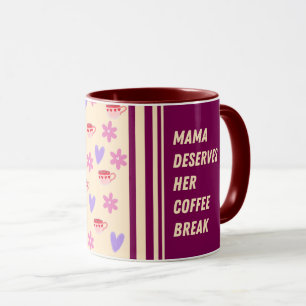 Caneca Feminine Stripes Mama Café Break Art