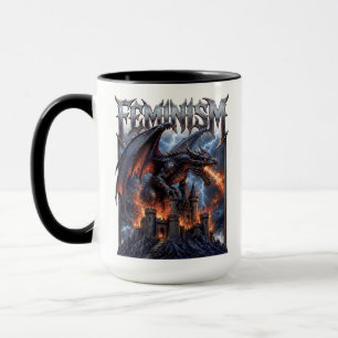 Caneca Feminismo Dragão Queimando Castelo Esmaga O Patria