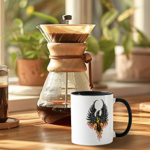 Caneca Fênix Ardente Ascendente Pássaro de Fogo Chamas Tr