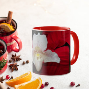 Caneca Feriado das Poinsettias Vermelhas e das Orquídeas
