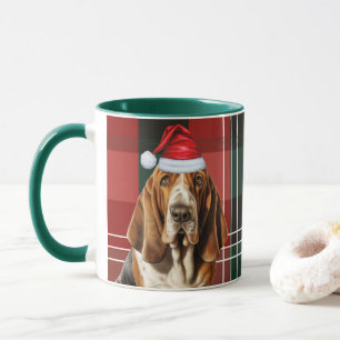 Caneca Feriado de Cachorro Lover Vermelho de Xadrez Verde