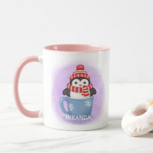 Caneca Feriado de inverno de pinguins giro
